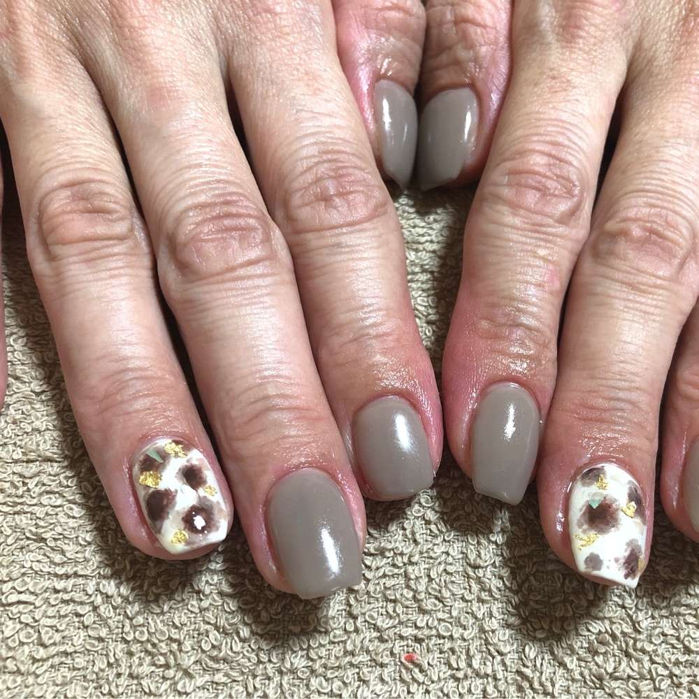 ネイル ワンカラー デザイン2本